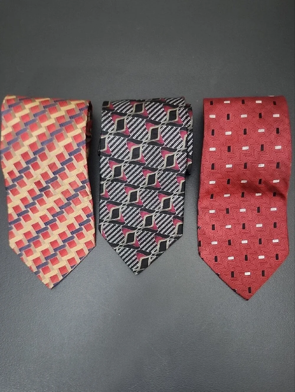 Bundle of 3 Salvatore Gregorio 100% Silk Ties Handmade in Italy Geometric Luxury